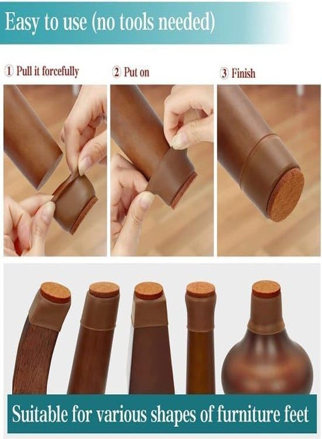 REDITEX 24 Pcs Silicone Chair Leg Protectors, Felt Furniture Pads for Hardwood Floors, Rubber Covers for Wooden Floors (24) - Image 2